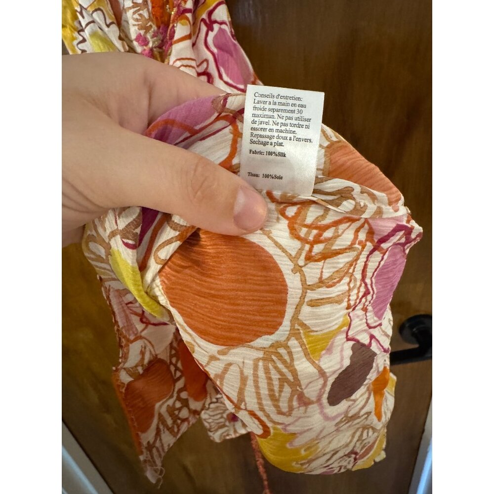 NWT Ebene by Patrick Assuline 100% Silk Embellished Floral Wrap Dress Size 2 - Picture 4 of 10